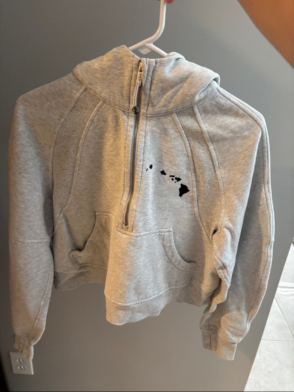 Limited edition lululemon Gray scuba Half-Zip Hoodie with Hawaii Print